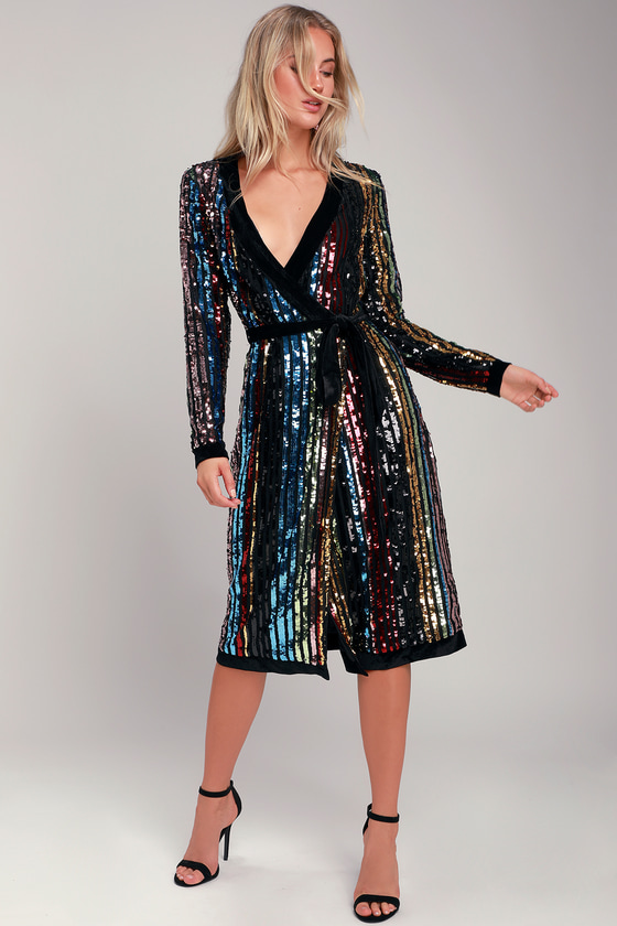 Rainbow Striped Dress - Rainbow Sequin ...